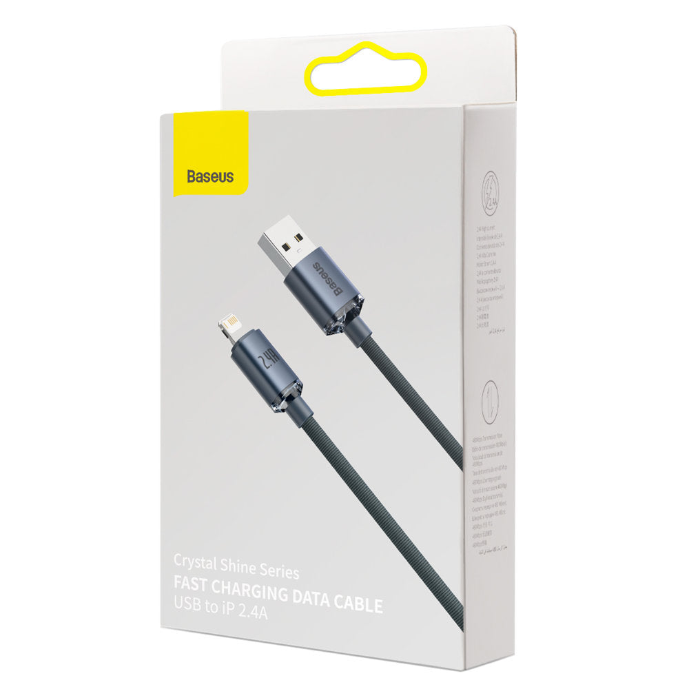 Baseus Crystal Shine Serie USB-A - Lightning Lade- und Datenkabel, 18W, 2m, Schwarz CAJYY00010101