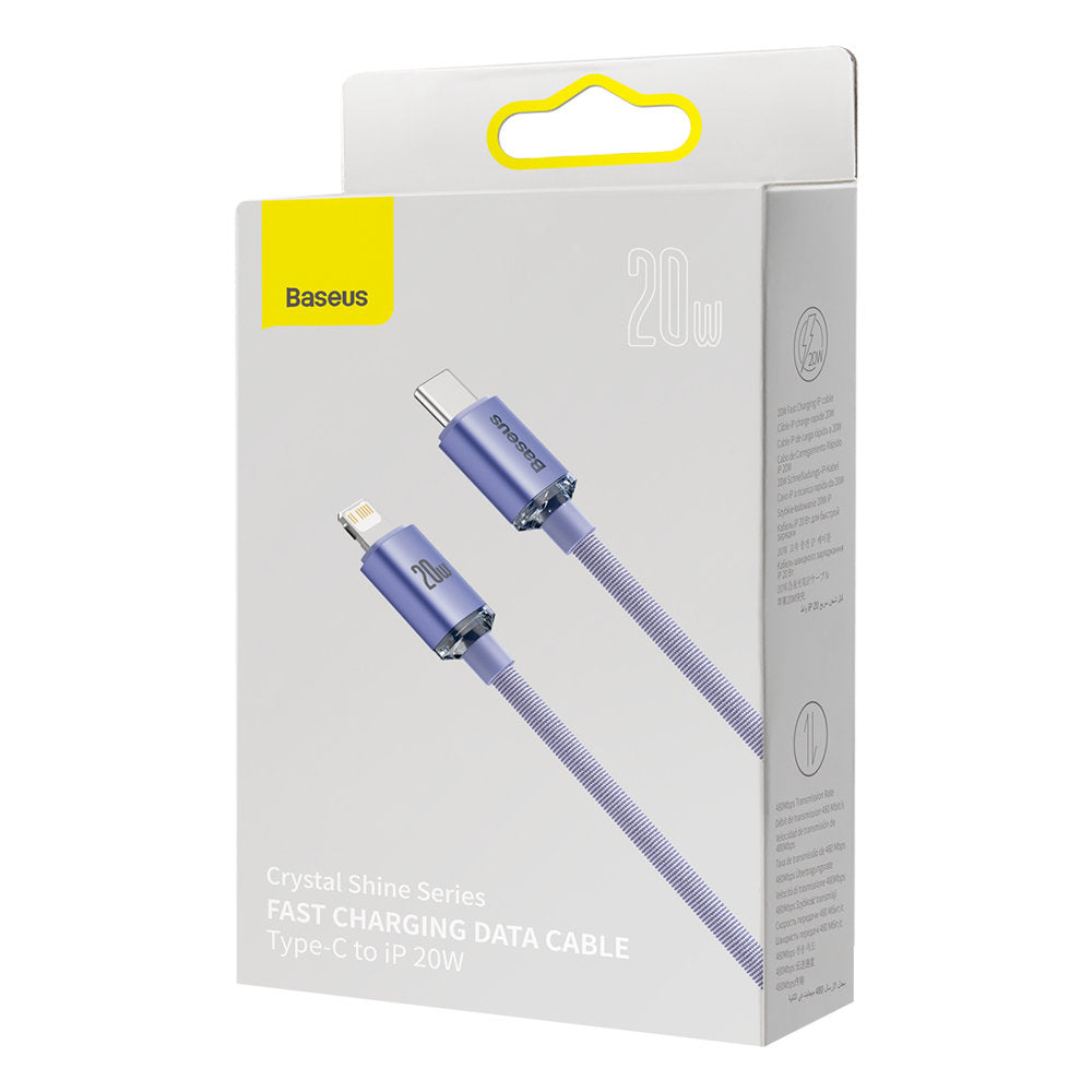 USB-C - Lightning Lade- und Datenkabel Baseus Crystal Shine Series, 20W, 1.2m, Lila CAJY000205