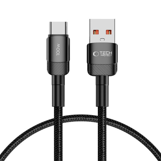 USB-A - USB-C Tech-Protect Ultraboost EVO Daten- und Ladekabel, 100W, 0,5m, Schwarz