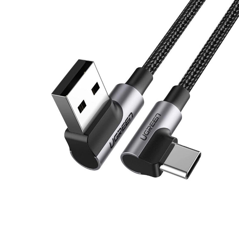 USB-A to USB-C Data and Charging Cable UGREEN US176 Angled, 18W, 0.5m, Black