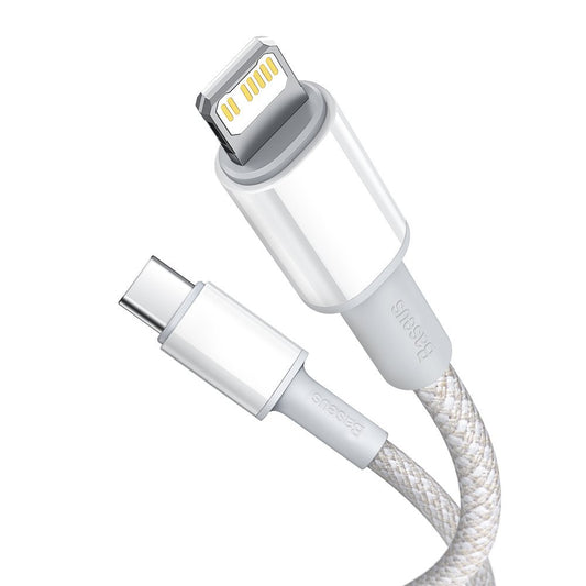 Baseus High Density Braided USB-C - Lightning Daten- und Ladekabel, 20W, 1m, Weiß CATLGD-02