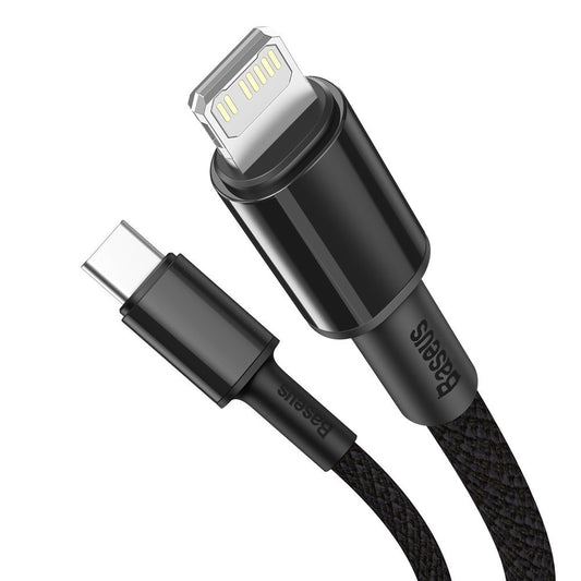 USB-C - Lightning Daten- und Ladekabel Baseus High Density Geflochten, 20W, 2m, Schwarz CATLGD-A01