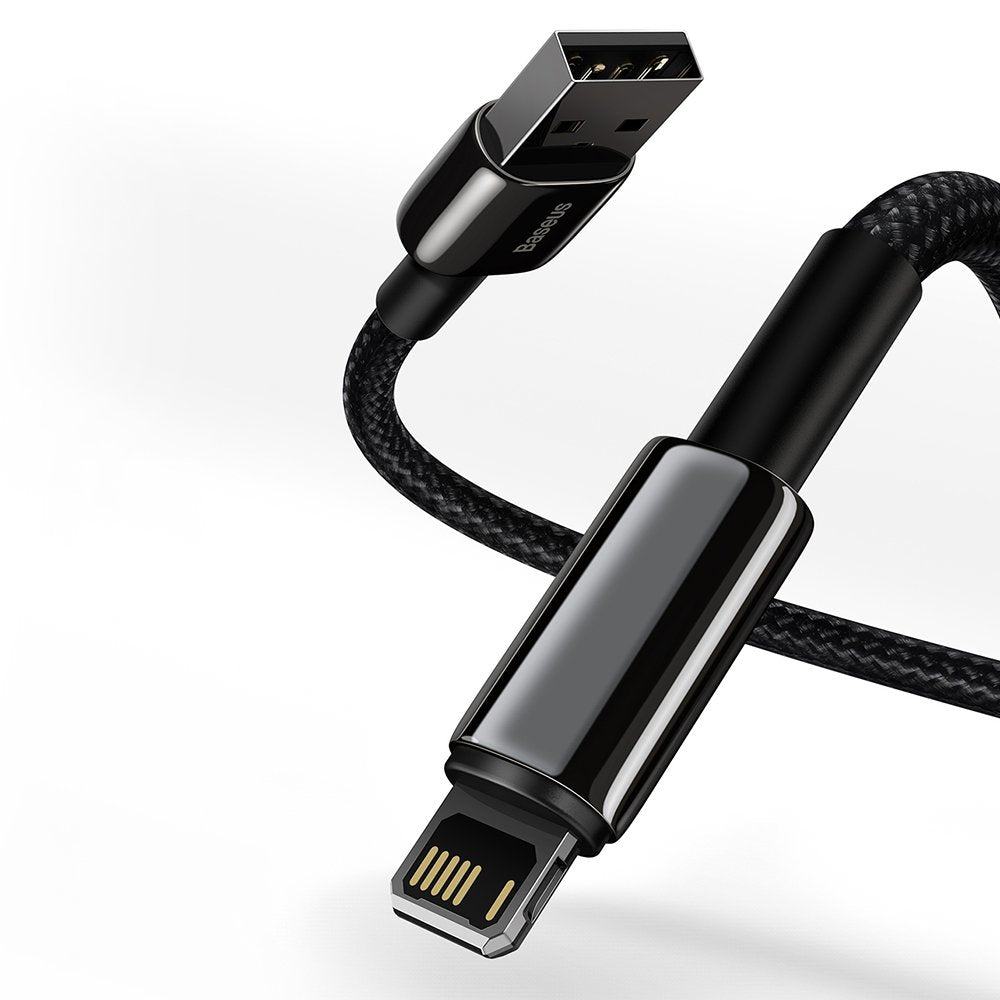 USB- und Ladekabel Lightning Baseus Tungsten Gold, 2m, 2.4A, Schwarz CALWJ-A01