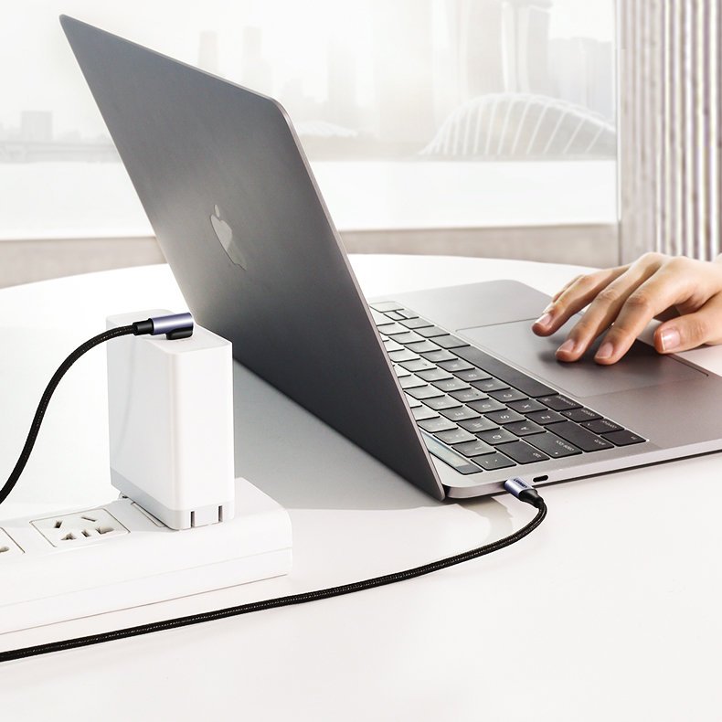 UGREEN US255 USB-C auf USB-C Kabel 60W 1m | 90 Grad | Grau | Nylon