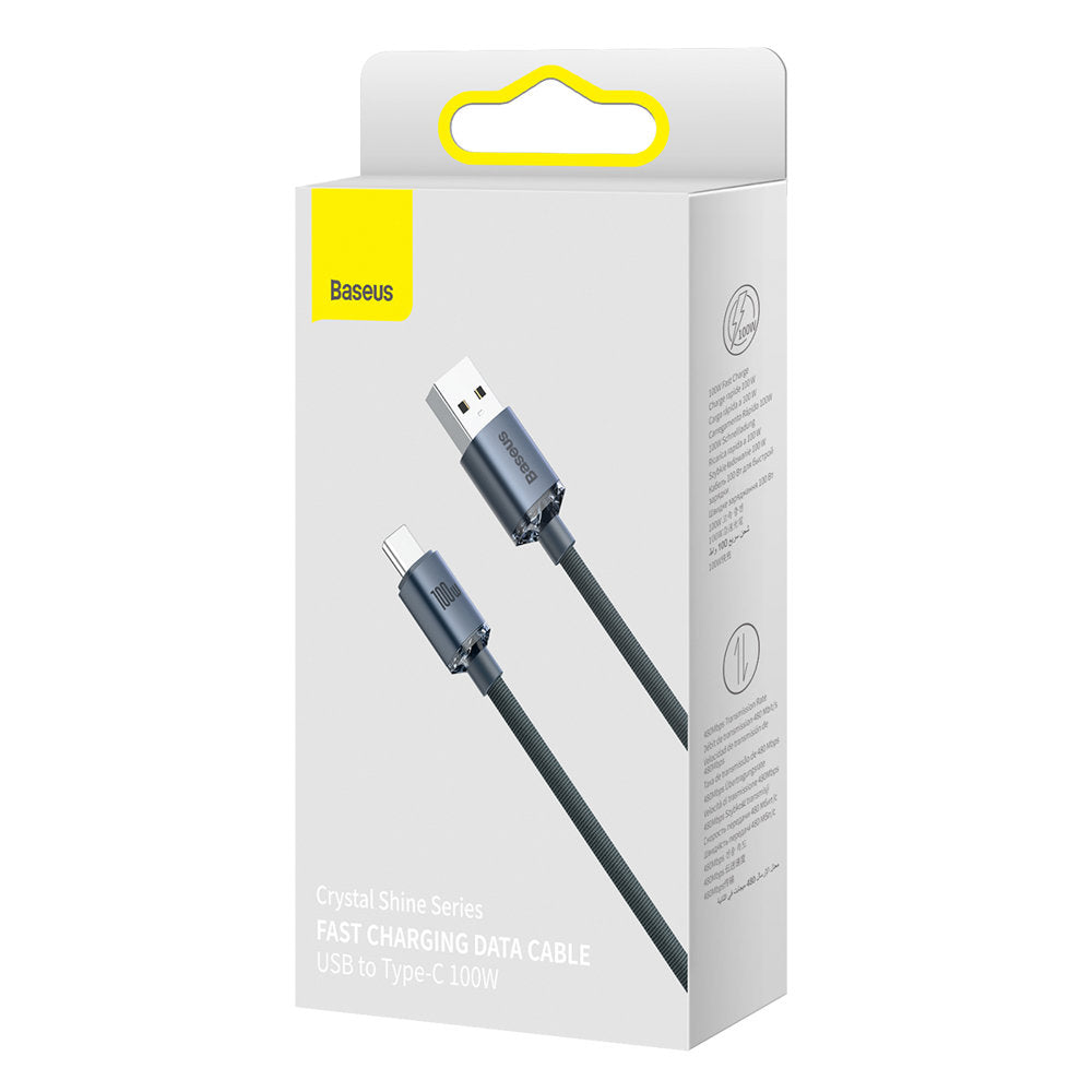 Baseus Crystal Shine USB-A auf USB-C Kabel 100W 2m | Schwarz | Textil