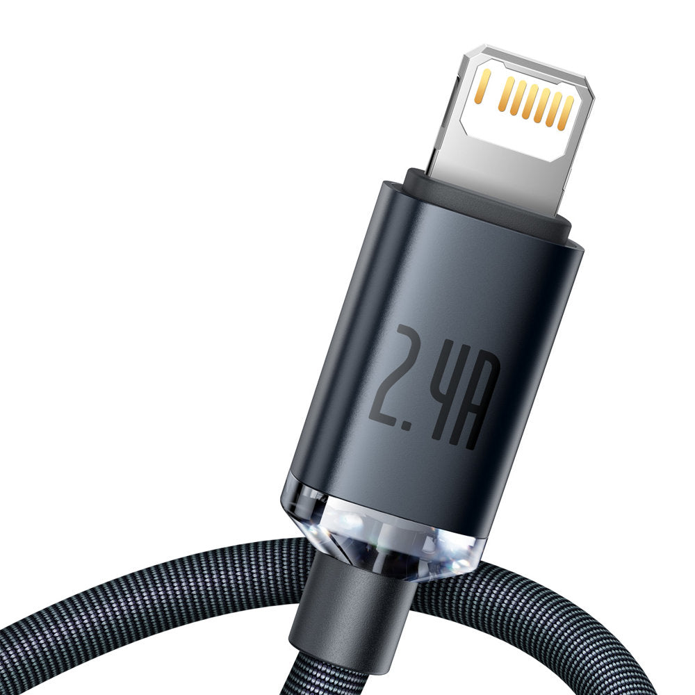 Baseus Crystal Shine Serie USB-A - Lightning Lade- und Datenkabel, 18W, 2m, Schwarz CAJYY00010101