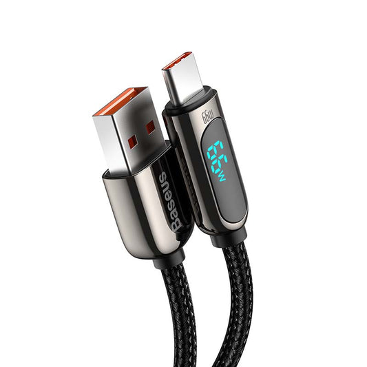 Daten- und Ladekabel USB-A - USB-C Baseus Display Schnellladung, 66W, 1m, Schwarz CASX020001 CASX020001