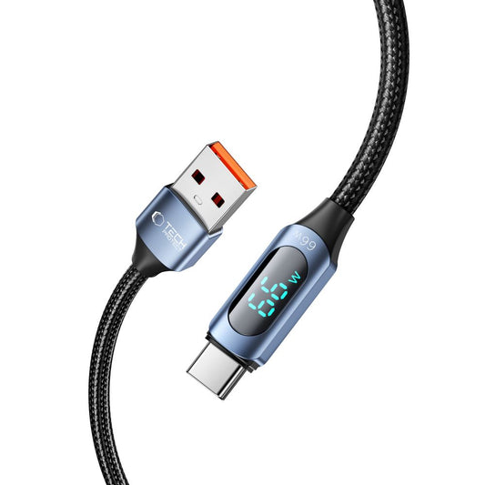 USB-A zu USB-C Tech-Protect Ultraboost LED Daten- und Ladekabel, 66W, 1m, Blau