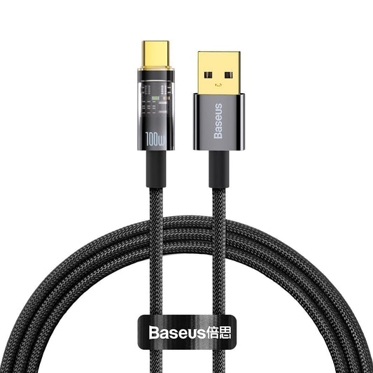 USB-A auf USB-C Baseus Explorer Daten- und Ladekabel, 100W, 1m, Schwarz CATS000201