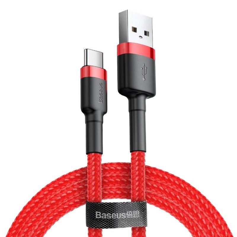 USB-A to USB-C Baseus Cafule Data and Charging Cable, 60W, 1m, Red