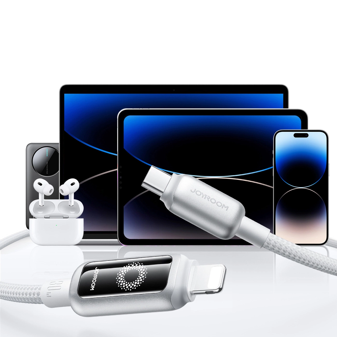 USB-C - Lightning Lade- und Datenkabel Joyroom S-A55 StarFlight Display, 30W, 1,2m, Weiß