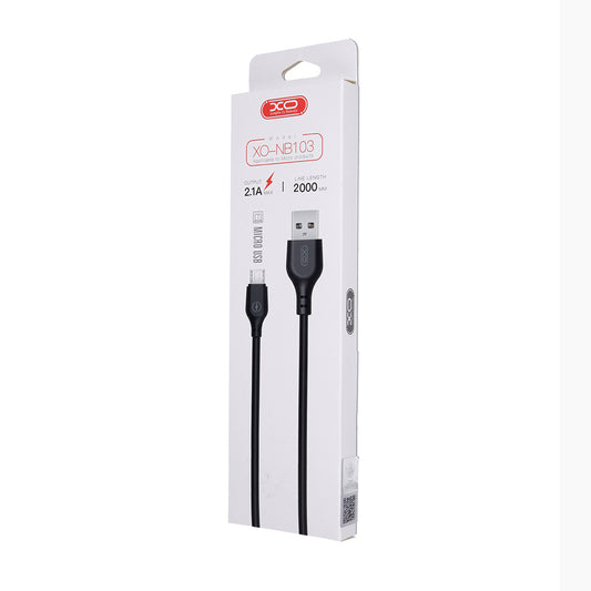 Daten- und Ladekabel USB-A - microUSB XO Design NB103, 18W, 2m, Schwarz
