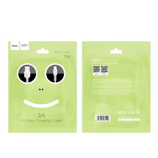 USB-A to USB-C Data and Charging Cable HOCO X13 Easy, 18W, 1m, Black