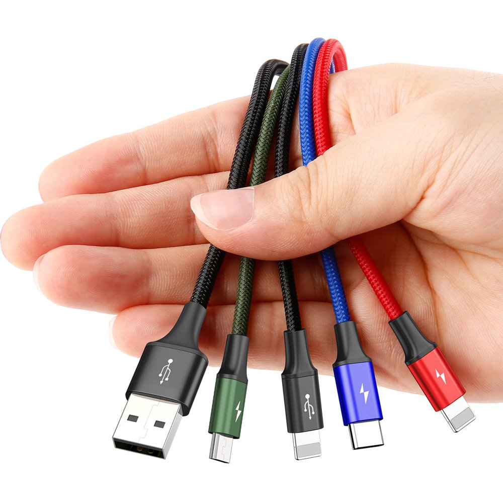 USB-A Charging Cable - 2 x Lightning / microUSB / USB-C Baseus Rapid 4in1, 20W, 1.2m, Black CA1T4-A01