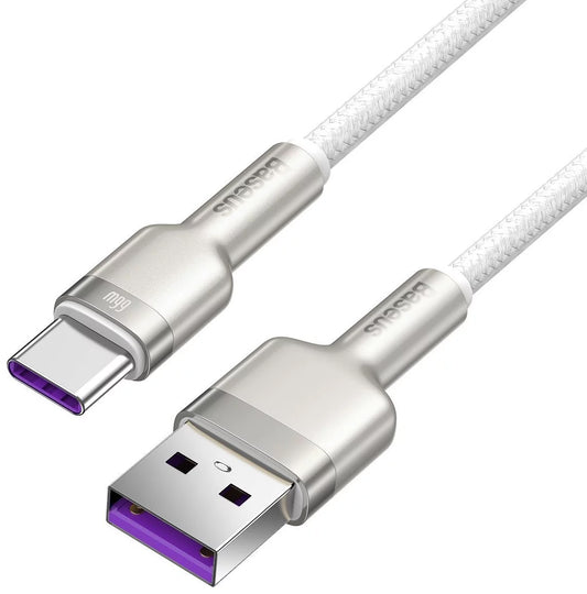 Daten- und Ladekabel USB-A auf USB-C Baseus Cafule Metal Series, 66W, 1m, Weiß CAKF000102