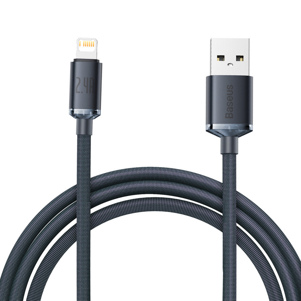 Baseus Crystal Shine Serie USB-A - Lightning Lade- und Datenkabel, 18W, 2m, Schwarz CAJYY00010101