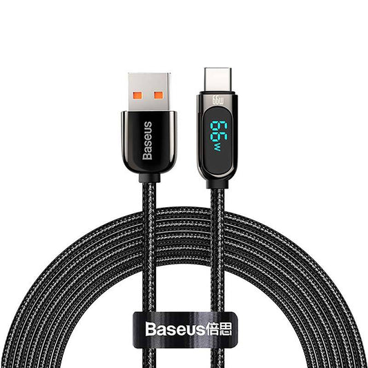 Daten- und Ladekabel USB-A - USB-C Baseus Display Schnellladung, 66W, 1m, Schwarz CASX020001 CASX020001
