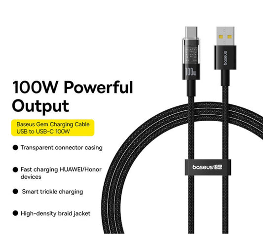 Daten- und Ladekabel USB-A - USB-C Baseus Gem, 100W, 1m, Schwarz P10373002111-00