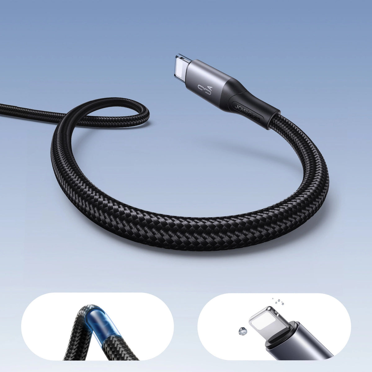 USB-A to Lightning Data and Charging Cable Joyroom S-A28 Flash, 18W, 2m, Black