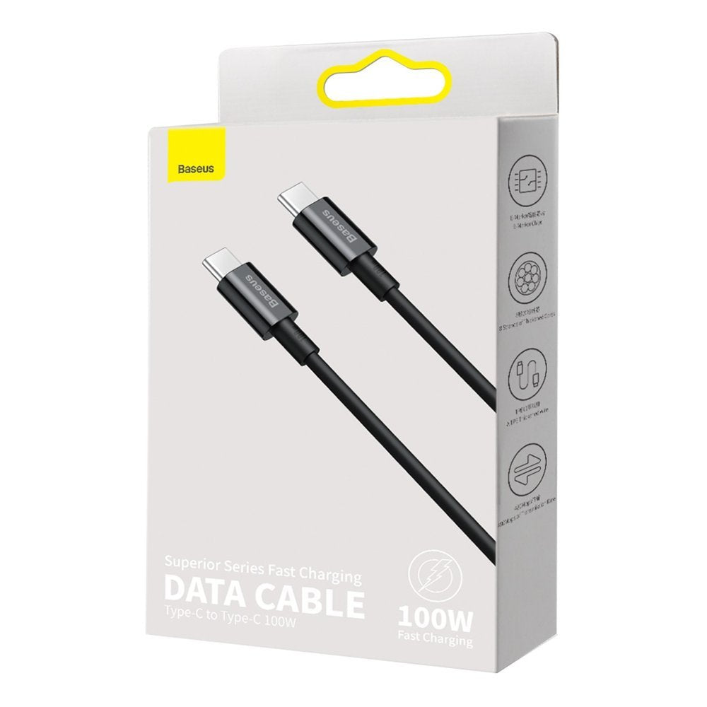 Baseus Superior Series USB-C auf USB-C Kabel 100W 1m | Schwarz | Nylon