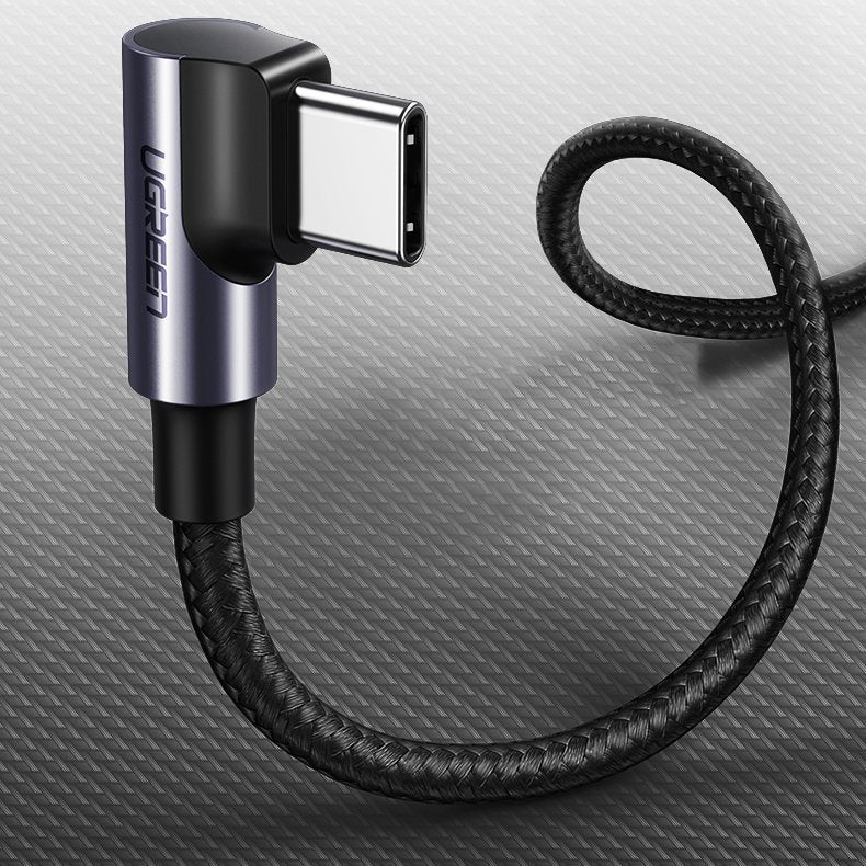 UGREEN US255 USB-C auf USB-C Kabel 60W 1m | 90 Grad | Grau | Nylon