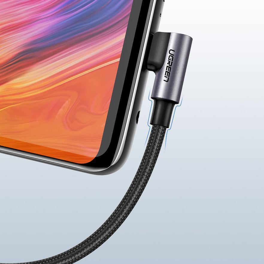 Daten- und Ladekabel USB-A - USB-C UGREEN US284 Angled, 18W, 1m, Grau