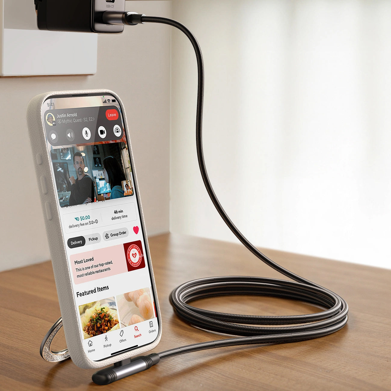 Daten- und Ladekabel USB-A - USB-C Joyroom S-A56 EnjoyX Angled, 20W, 1.2m, Schwarz