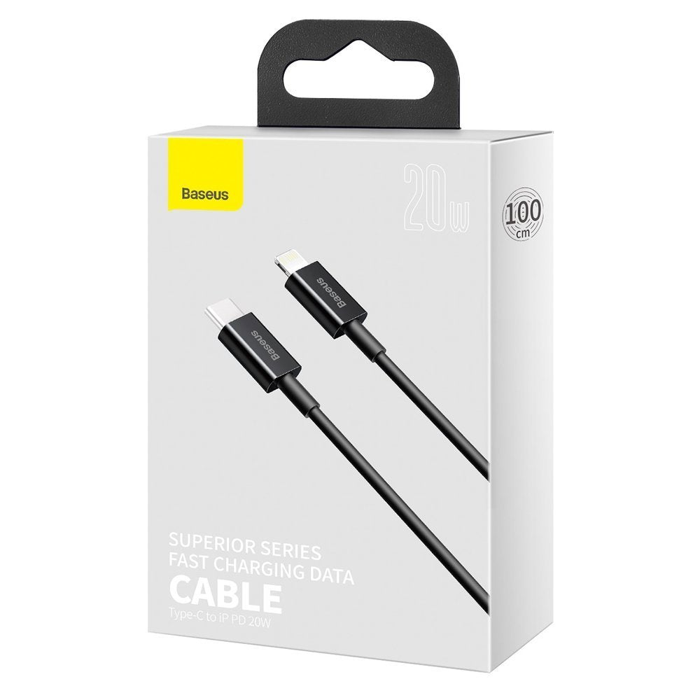 USB-C - Lightning Daten- und Ladekabel Baseus Superior Series, 20W, 1m, Schwarz CATLYS-A01
