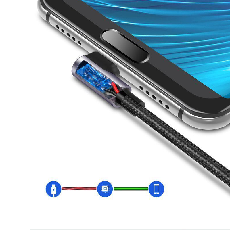 Daten- und Ladekabel USB-A - USB-C UGREEN US284 Angled, 18W, 1m, Grau