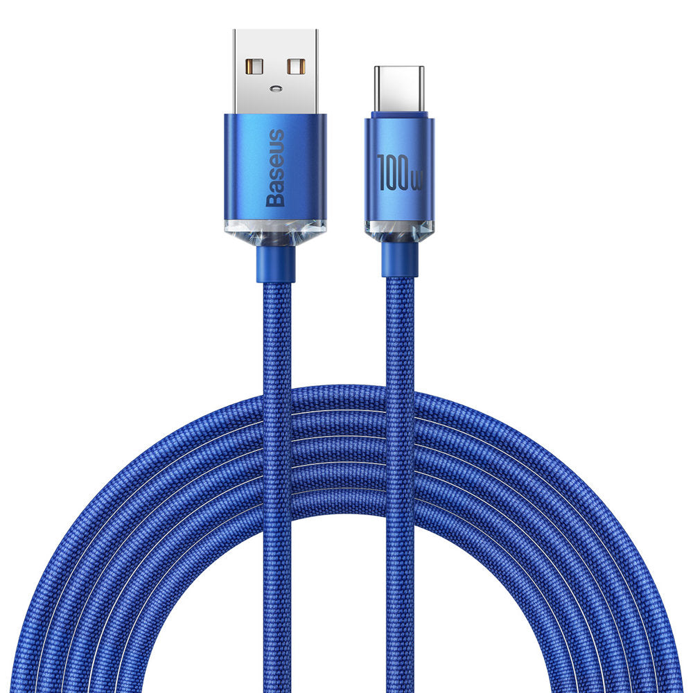 Baseus Crystal Shine USB-A auf USB-C Kabel 100W 2m | Blau | Textil