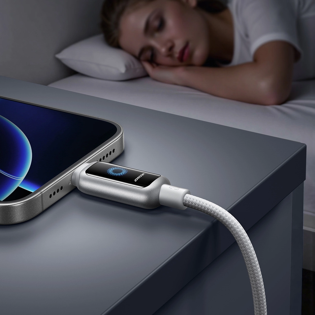 Daten- und Ladekabel USB-A - Lightning Joyroom S-A55 StarFlight Display, 18W, 1.2m, Weiß