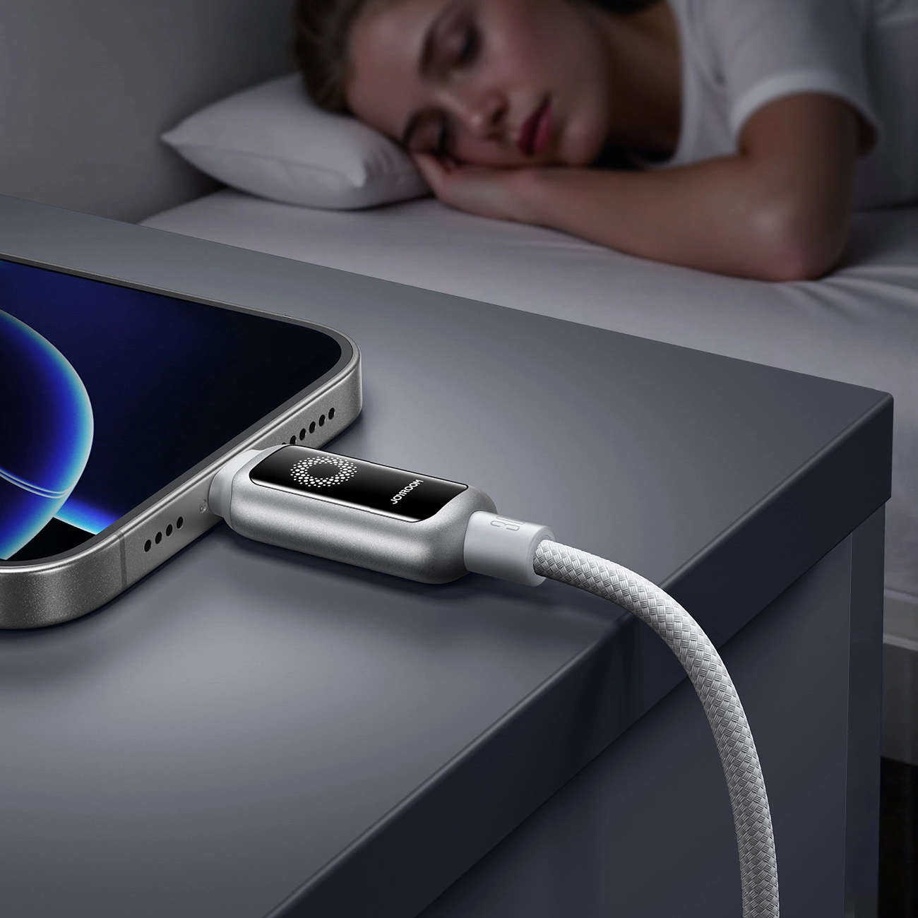 USB-C - Lightning Lade- und Datenkabel Joyroom S-A55 StarFlight Display, 30W, 1,2m, Weiß