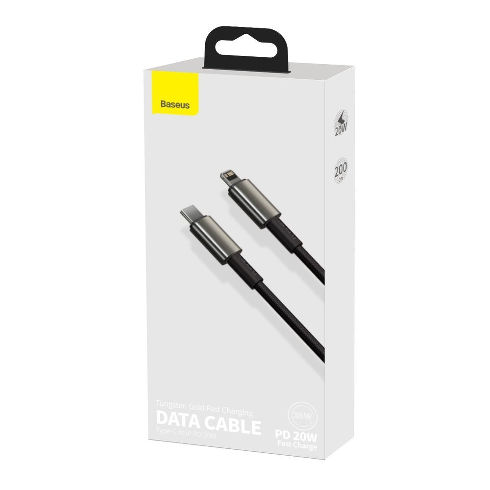 USB-C - Lightning Daten- und Ladekabel Baseus Tungsten Gold, 20W, 2m, Schwarz CATLWJ-A01