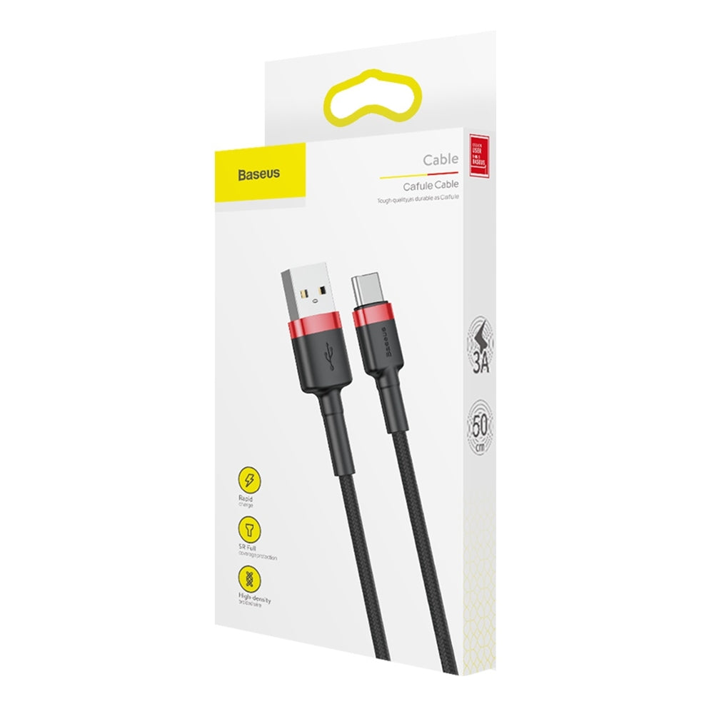 USB-A - USB-C Daten- und Ladekabel Baseus Cafule, 60W, 0.5m, Rot CATKLF-A91