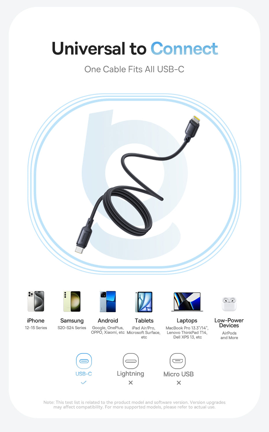 USB-C Daten- und Ladekabel - USB-C Baseus PicoGo, 240W, 1m, Weiß P10376800211-00