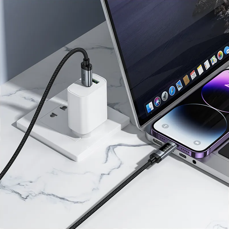 Daten- und Ladekabel USB-C - Lightning HOCO Display U148, 27W, 1.2m, Schwarz
