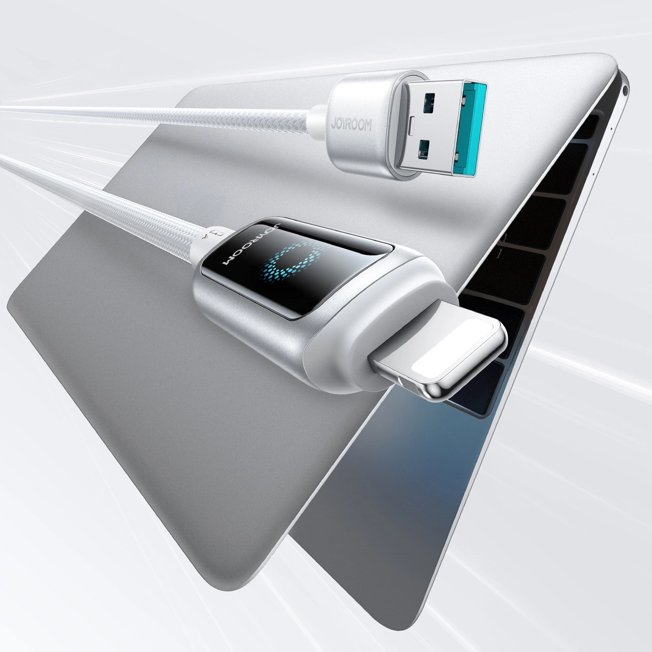 Daten- und Ladekabel USB-A - Lightning Joyroom S-A55 StarFlight Display, 18W, 1.2m, Weiß