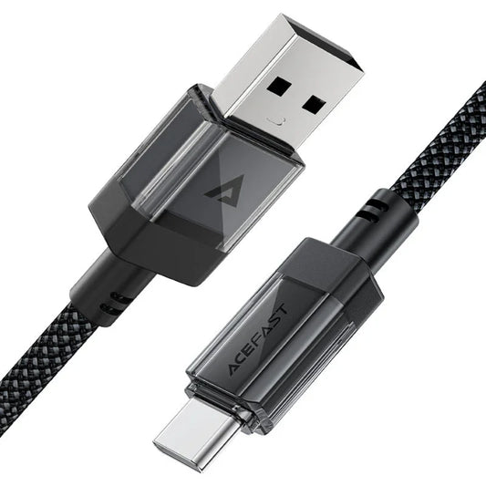 USB-A to USB-C Data and Charging Cable Acefast C12-04, 18W, 1.2m, Black