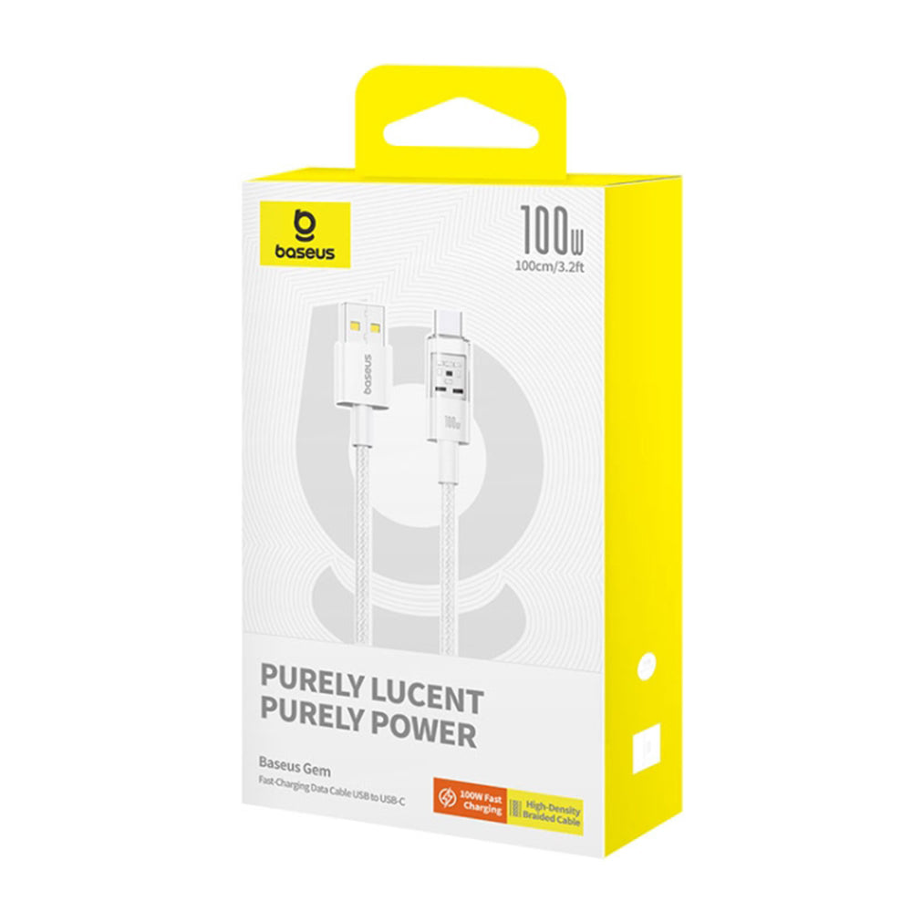 USB-A to USB-C Baseus Gem Data and Charging Cable, 100W, 1m, White P10373002211-00
