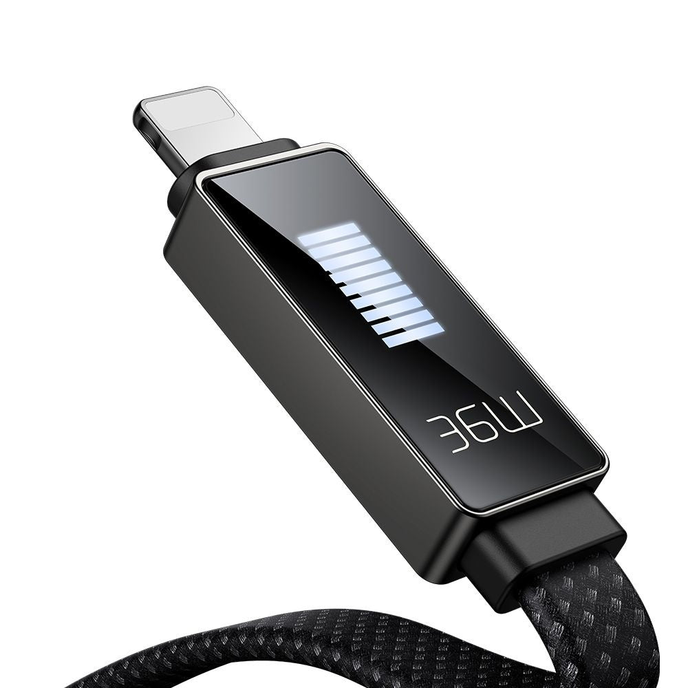 USB-C - Lightning McDodo CA-4960 Rythm Display Daten- und Ladekabel, 36W, 1.2m, Schwarz