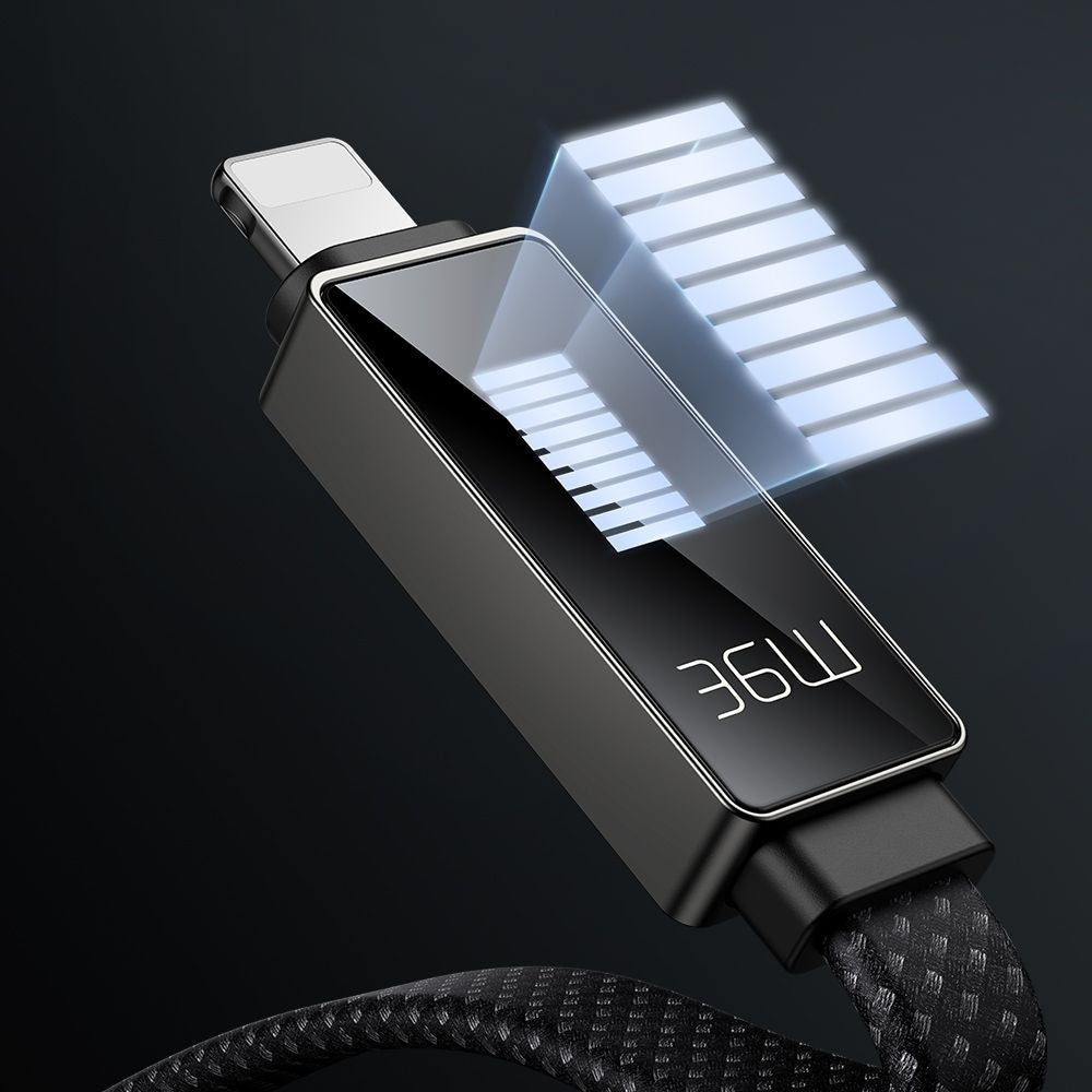 USB-C - Lightning McDodo CA-4960 Rythm Display Daten- und Ladekabel, 36W, 1.2m, Schwarz