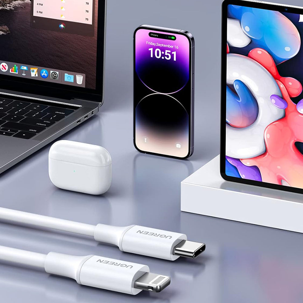 USB-C - Lightning Lade- und Datenkabel UGREEN US171 (10493), 20W, 1m, Weiß