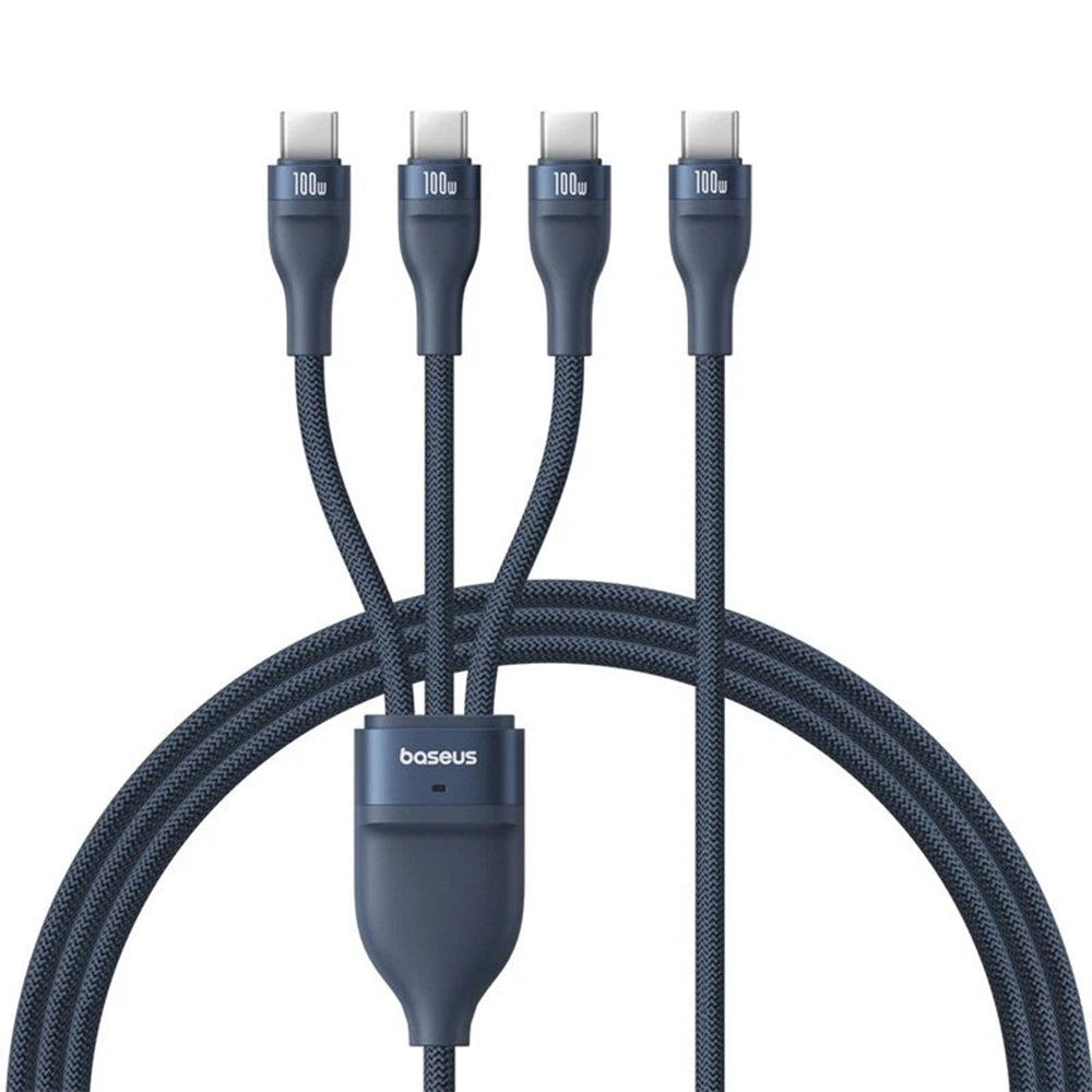 USB-C Ladekabel - 3 x USB-C Baseus Flash Series III 3in1, 100W, 1,5m, Blau P10377503321-00