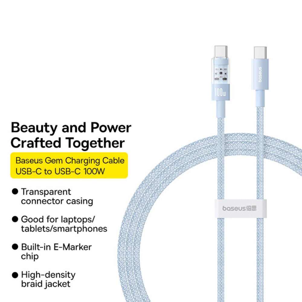 Daten- und Ladekabel USB-C - USB-C Baseus Gem, 100W, 2m, Blau P10373000311-01