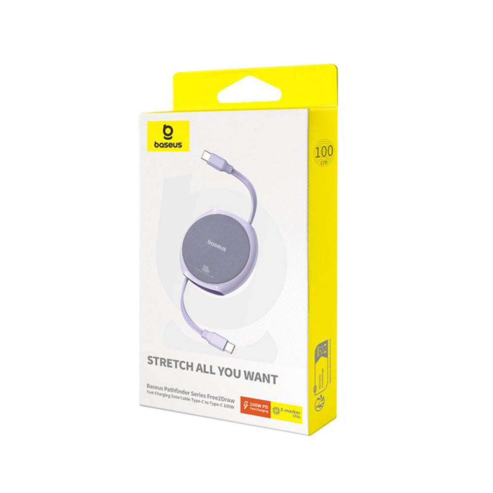 USB-C Daten- und Ladekabel - USB-C Baseus Pathfinder Retractable, 100W, 1m, Lila P10368400511-00