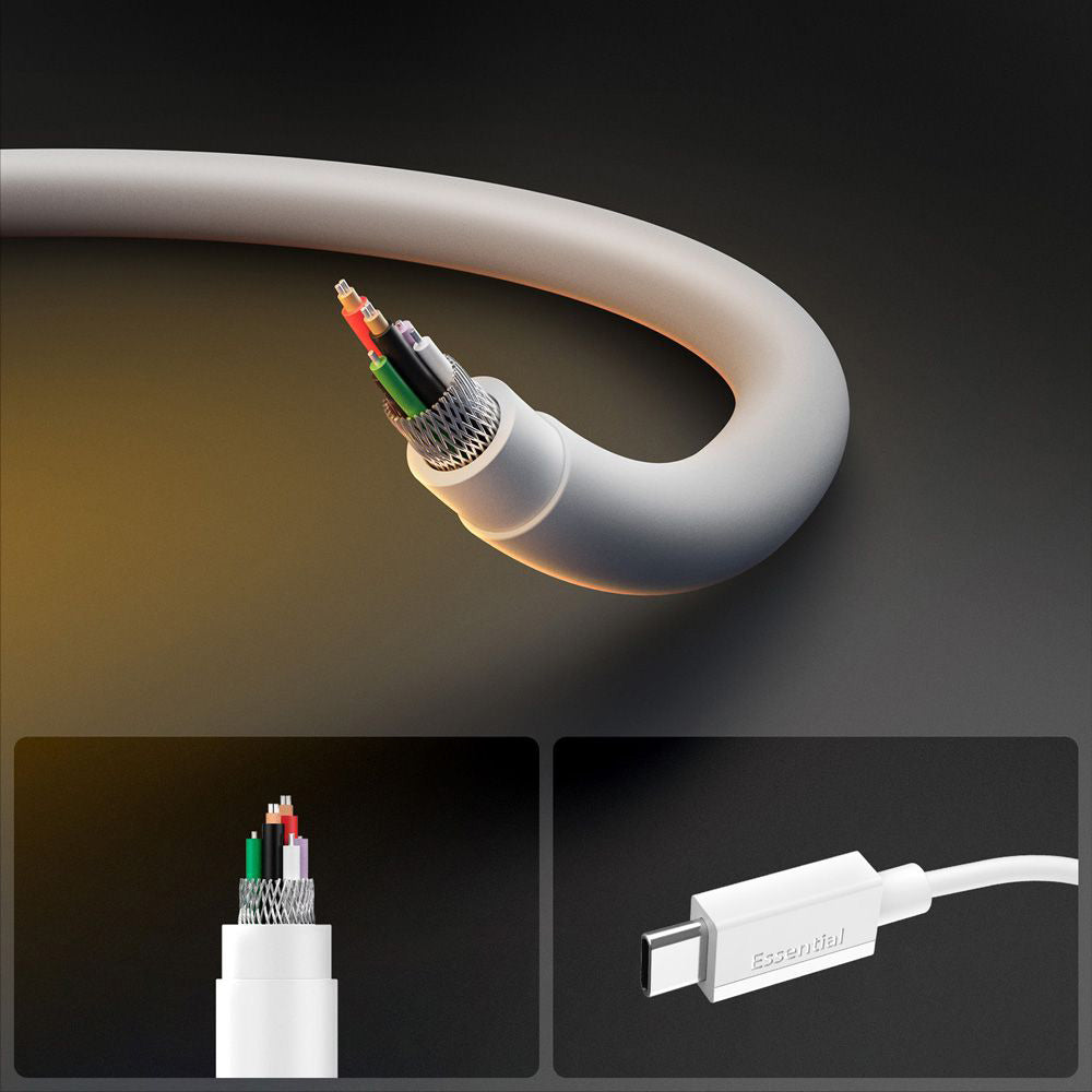 USB-C Data and Charging Cable - USB-C Spigen Essential, 60W, 2m, White ACA08719