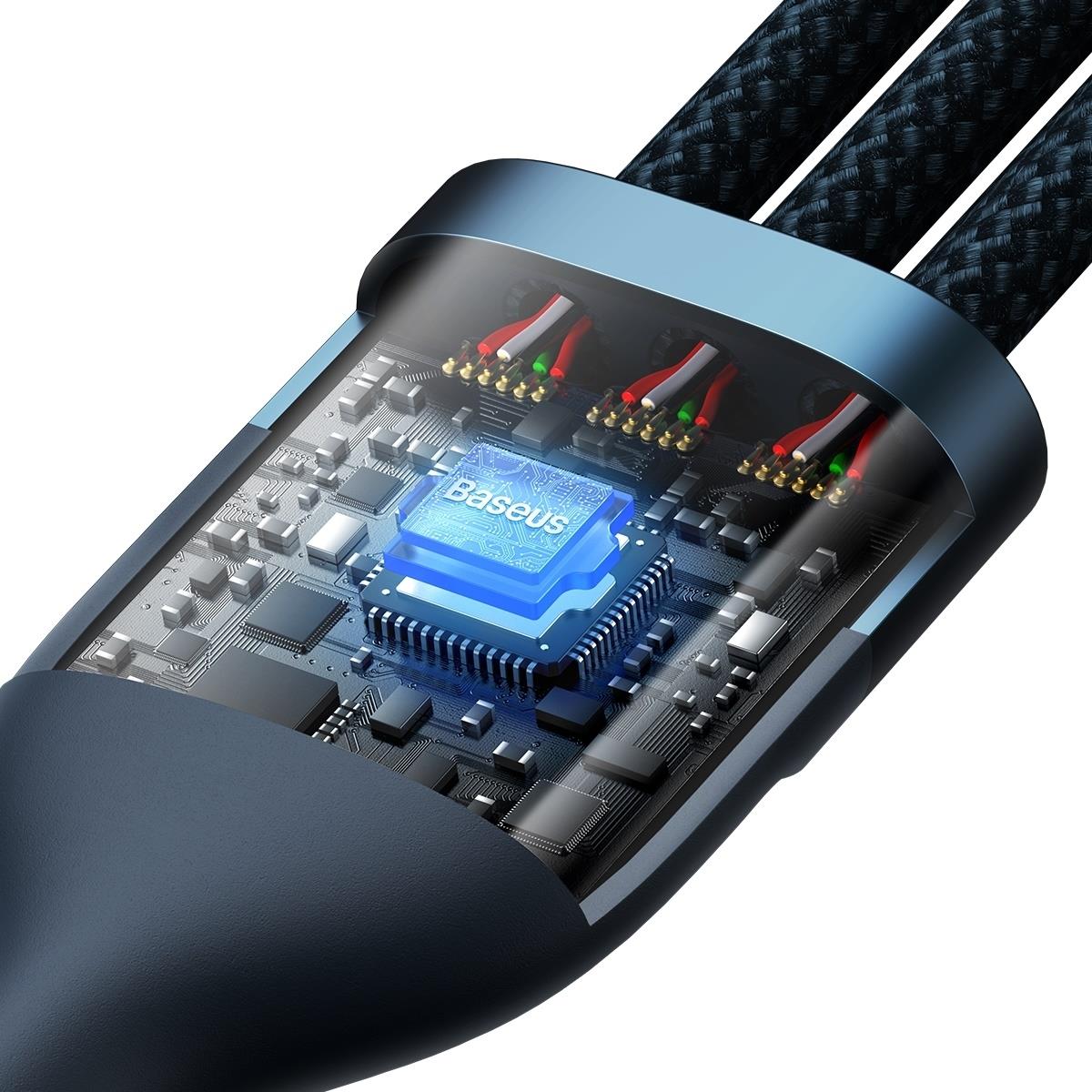 USB-C / USB-A Charging Cable - Lightning / microUSB / USB-C Baseus Flash Series II, 100W, 1.2m, Navy Blue CASS030103