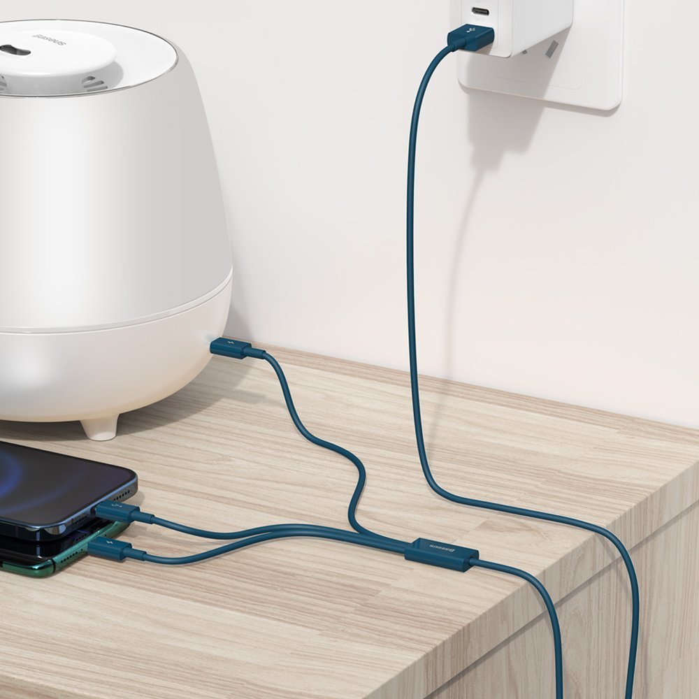 Ladekabel USB-A - Lightning / microUSB / USB-C Baseus Superior 3in1 Serie, 20W, 1,5m, Blau CAMLTYS-03