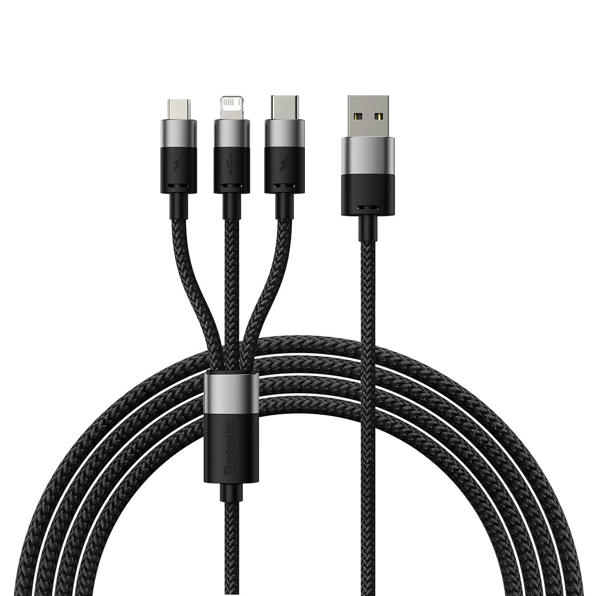 USB-A Charging Cable - Lightning / microUSB / USB-C Baseus StarSpeed 3in1, 20W, 1.2m, Black CAXS000001