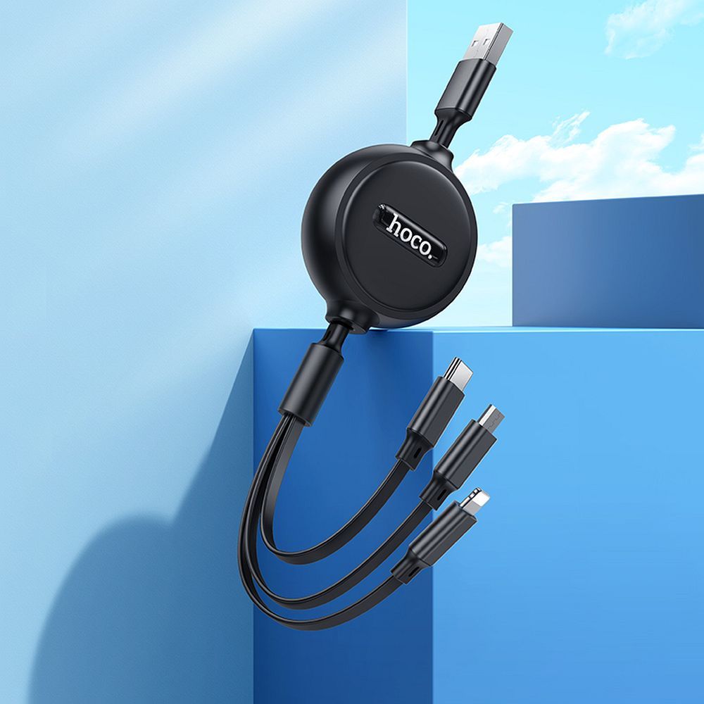 Ladekabel USB-A - Lightning / microUSB / USB-C HOCO X75 3in1, 18W, 1m, Schwarz